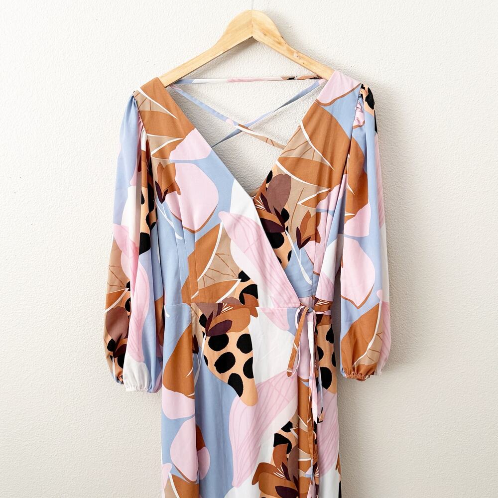 HUTCH x ANTHROPOLOGIE | Bloom Wrap Maxi Dress Ruffle Lace-up Back Abstract | XL - Picture 4 of 9